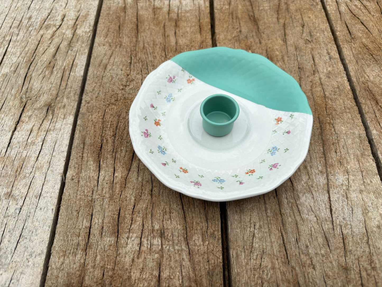 Kandelaar schotel - Vintage green / Multi