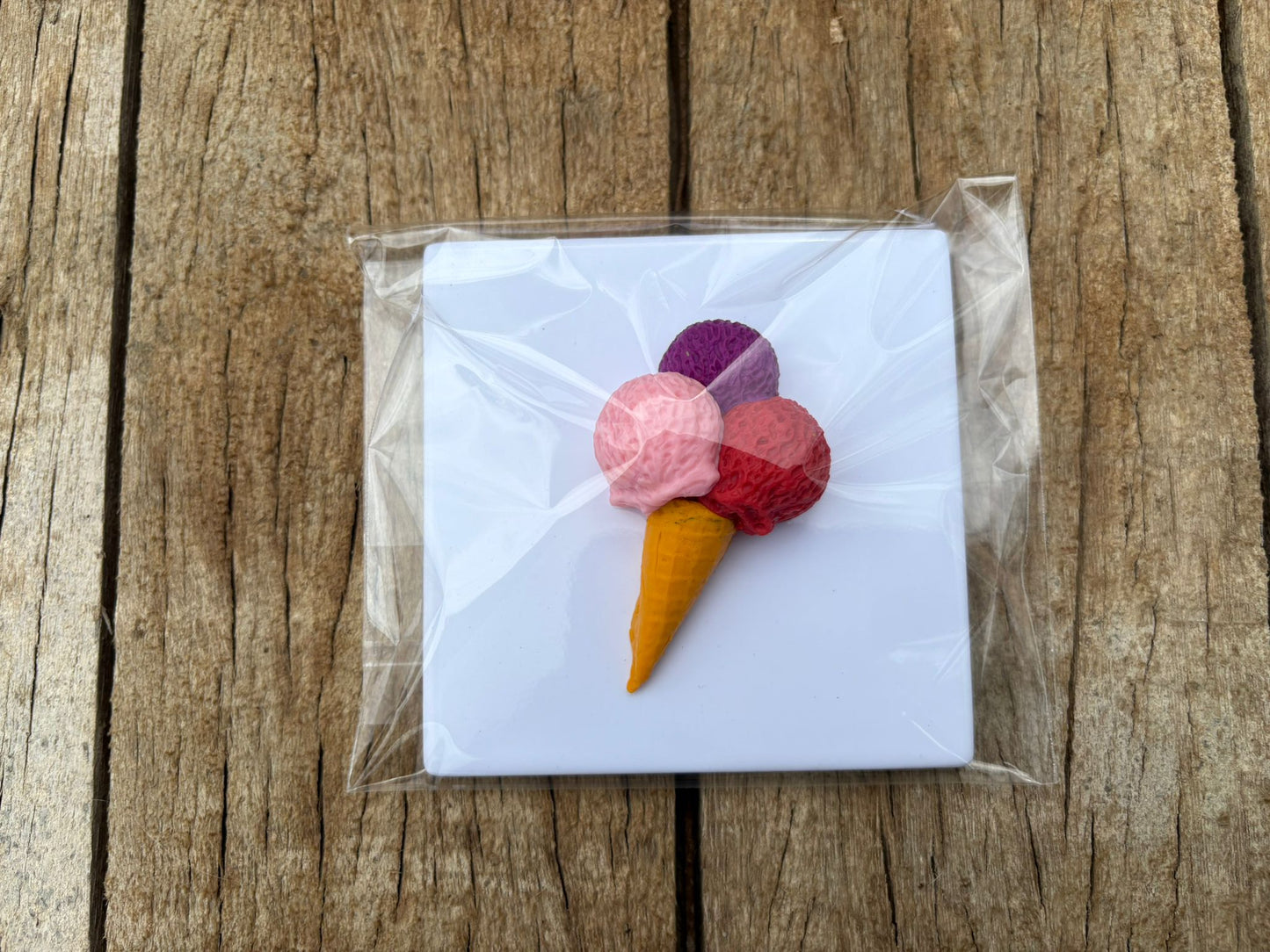 Tegeltje 10x10 cm met Klei – Icecream Scoops 🍦