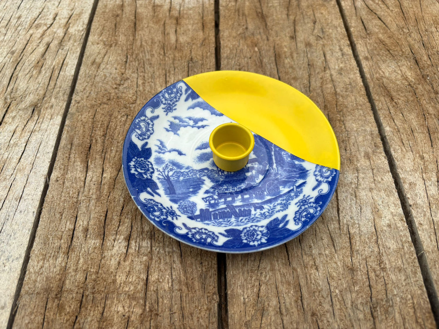 Kandelaar schotel - Yellow Blue Vintage